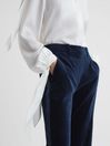 Reiss Navy Bree Velvet Flared Suit Trousers