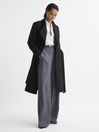 Reiss Black Freja Petite Tailored Wool Blend Longline Coat