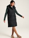 Joules Chatsworth Black Showerproof Long Diamond Quilted Gilet With Hood