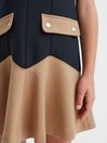 Reiss Navy Fion Junior Contrast Flared Dress