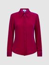 Reiss Pink Carly Velvet Button-Through Shirt