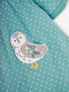 JoJo Maman Bébé Duck Egg Blue Owl Appliqué Button Front Dress
