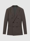 Reiss Chocolate Roll Slim Fit Wool Blend Double Breasted Blazer