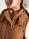 Joules Chatsworth Rust Brown Showerproof Long Diamond Quilted Gilet With Hood