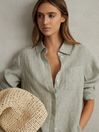 Reiss Sage Belle Linen Button-Through Shirt