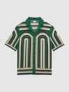 Reiss Bright Green Columbia Crochet Cuban Collar Shirt