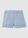 Reiss Dusty Blue Demi Linen Garment Dyed Shorts