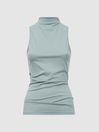 Reiss Sage Bianca Fitted Ruched High-Neck Top
