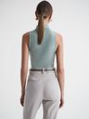 Reiss Sage Bianca Fitted Ruched High-Neck Top