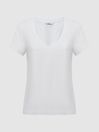 Reiss White Ashley Cotton Scoop Neck T-Shirt