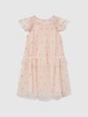 Reiss Pale Pink Fifi Junior Tulle Embroidered Dress