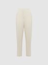 Reiss Cream Theo Taper Tapered Fit Side Stripe Trousers