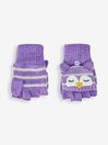 JoJo Maman Bébé Lilac Girls' Owl Striped Gloves