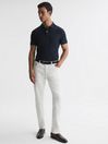 Reiss Navy Puro Slim Fit Garment Dye Polo Shirt