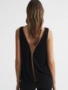 Reiss Black/Camel Jessy Sleeveless V-Neck Vest