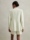 Reiss Mint Dianna Double Breasted Linen Blend Suit Blazer