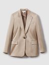 Reiss Gold Cole Satin Single Breasted Suit Blazer