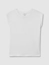 Reiss White Morgan Cotton Capped Sleeve T-Shirt