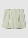 Reiss Mint Dianna Front Pleat Linen Blend Suit Shorts
