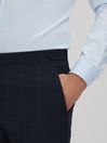 Reiss Navy Klink Wool Check Adjuster Trousers