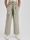 Reiss Khaki Bax Senior Textured Cargo Trousers