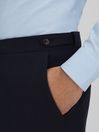 Reiss Navy Belmont Slim Fit Side Adjuster Trousers