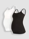 JoJo Maman Bébé Black & White 2-Pack Maternity & Nursing Vest Tops