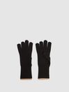 Reiss Black/Camel Hazel Wool Blend Contrast Trim Gloves