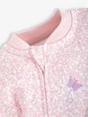 JoJo Maman Bébé Pink Mouse Appliqué Zip Cotton Baby Sleepsuit