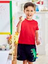JoJo Maman Bébé Navy Kids' Dinosaur Appliqué Shorts