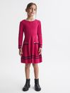 Reiss Bright Pink Paige Junior Knitted Flared Dress