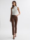 Reiss Cognac Luxe Cindy Paige Mid Rise Cropped Jeans