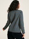 Joules Daphne Navy Sparkle Striped Long Sleeve Top with Frill Neck