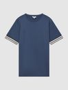 Reiss Blue Night Dune Mercerised Cotton Striped T-Shirt