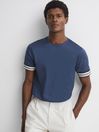 Reiss Blue Night Dune Mercerised Cotton Striped T-Shirt