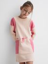 Reiss Pink Storm Senior Colourblock Cotton Drawstring Dress