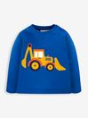 JoJo Maman Bébé Cobalt Blue Digger Boys' Appliqué Sweatshirt