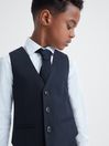 Reiss Navy Hope Junior Wool Blend Waistcoat