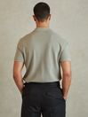 Reiss Dark Sage Peters Slim Fit Garment Dyed Embroidered Polo Shirt