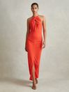 Reiss Orange Kia Jersey Halter Neck Midi Dress