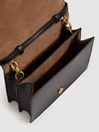 Reiss Black Sloane Leather Chain Handbag