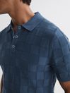 Reiss Airforce Blue Blaze Cotton Press-Stud Polo T-Shirt