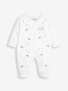JoJo Maman Bébé White Born in 2023 Embroidered Sleepsuit