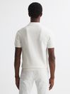 Reiss White Fizz Knitted Half-Zip Polo T-Shirt