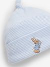 JoJo Maman Bébé Blue 2-Piece Peter Rabbit Smocked Baby Sleepsuit & Hat Set