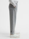 Reiss Grey Faye Senior Wool Blend Striped Elasticated Trousers