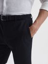 Reiss Navy Southbury Cotton Blend Chino Shorts