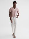 Reiss Soft Pink Blaze Cotton Press-Stud Polo T-Shirt