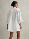 Reiss White Winona Relaxed Sleeve Linen Shirt