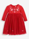 JoJo Maman Bébé Red Robin Embroidered Party Dress